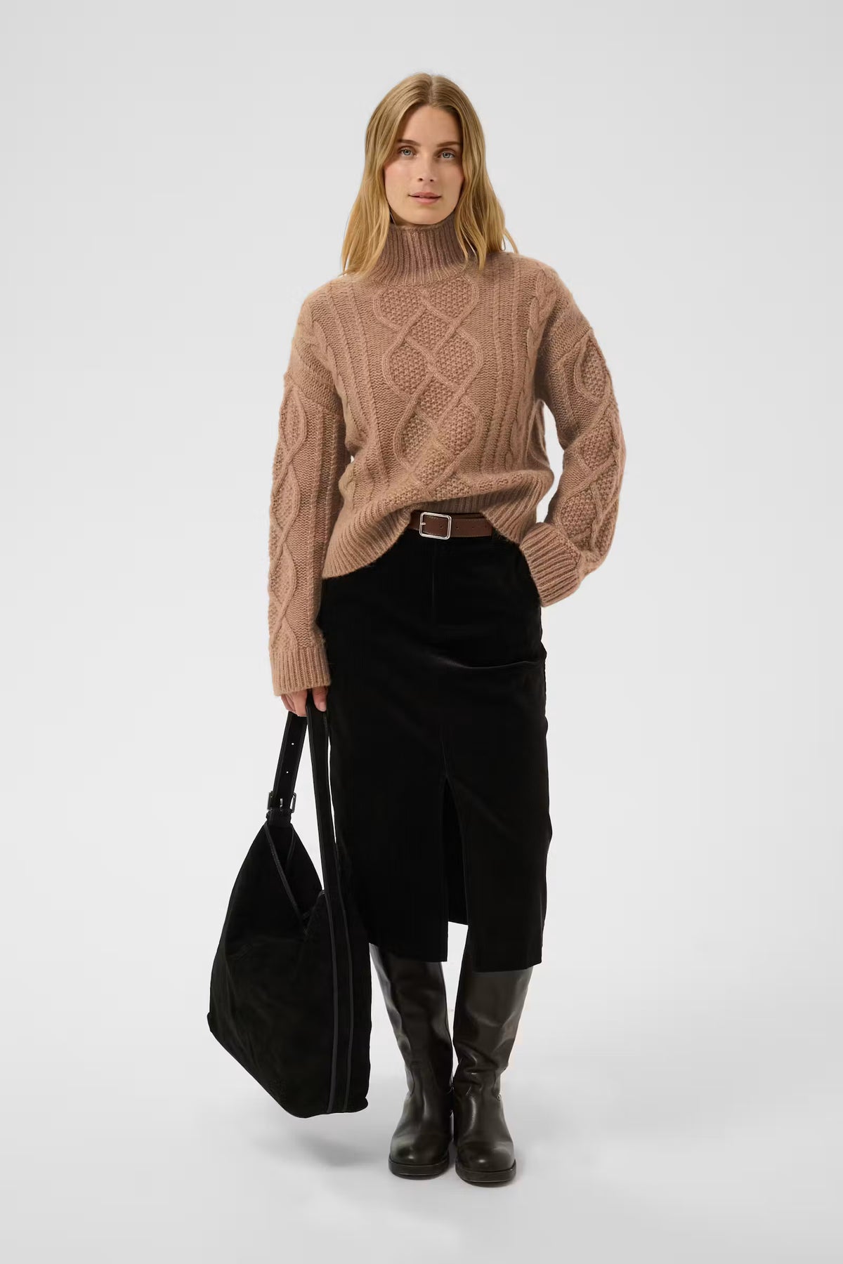 Part Two- Channa Wool Sweater in Medium Brown Melange