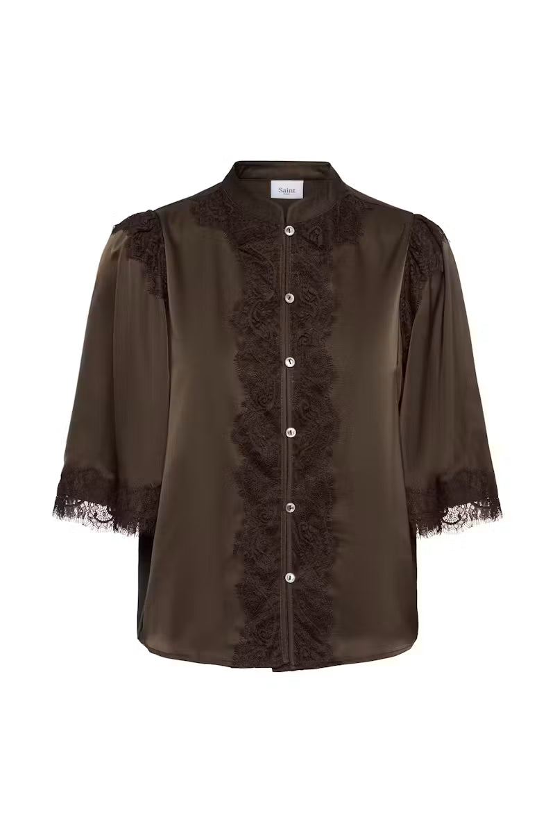 Saint Tropez- Teagan Blouse in Chocolate Brown