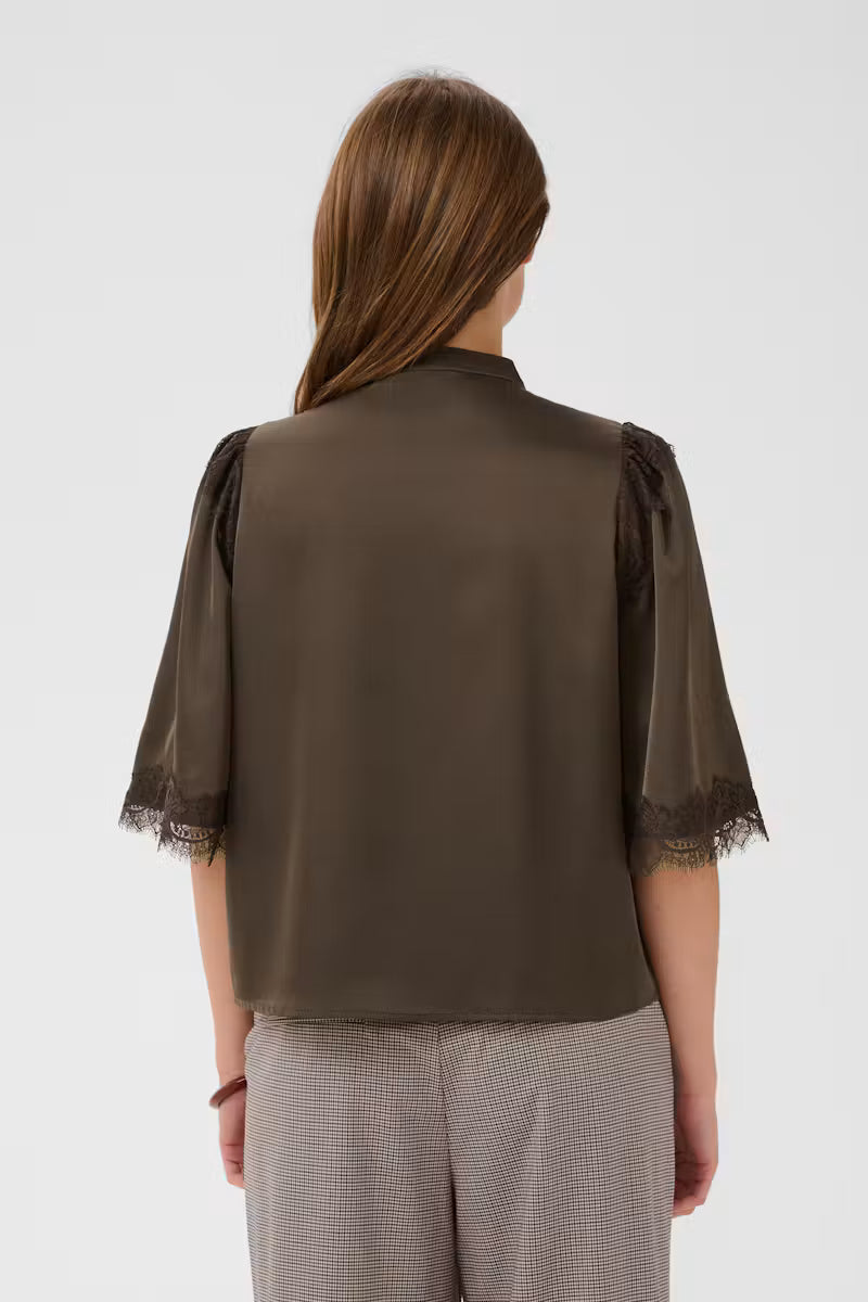 Saint Tropez- Teagan Blouse in Chocolate Brown
