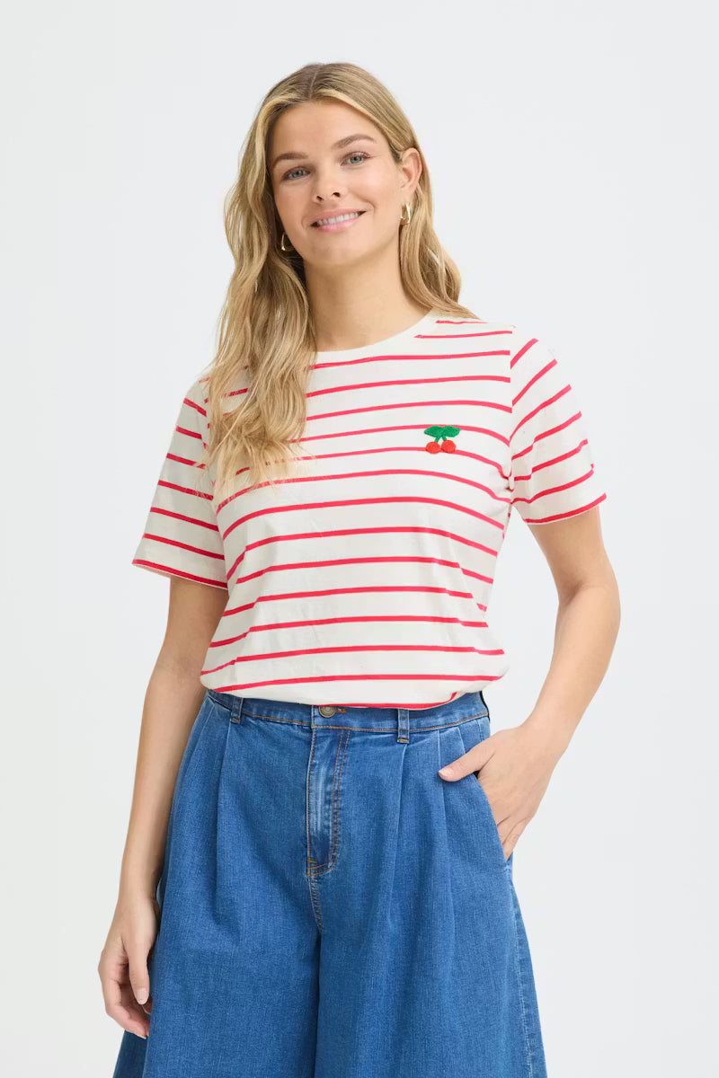 Fransa- Tiana Stripe Cherry T-Shirt