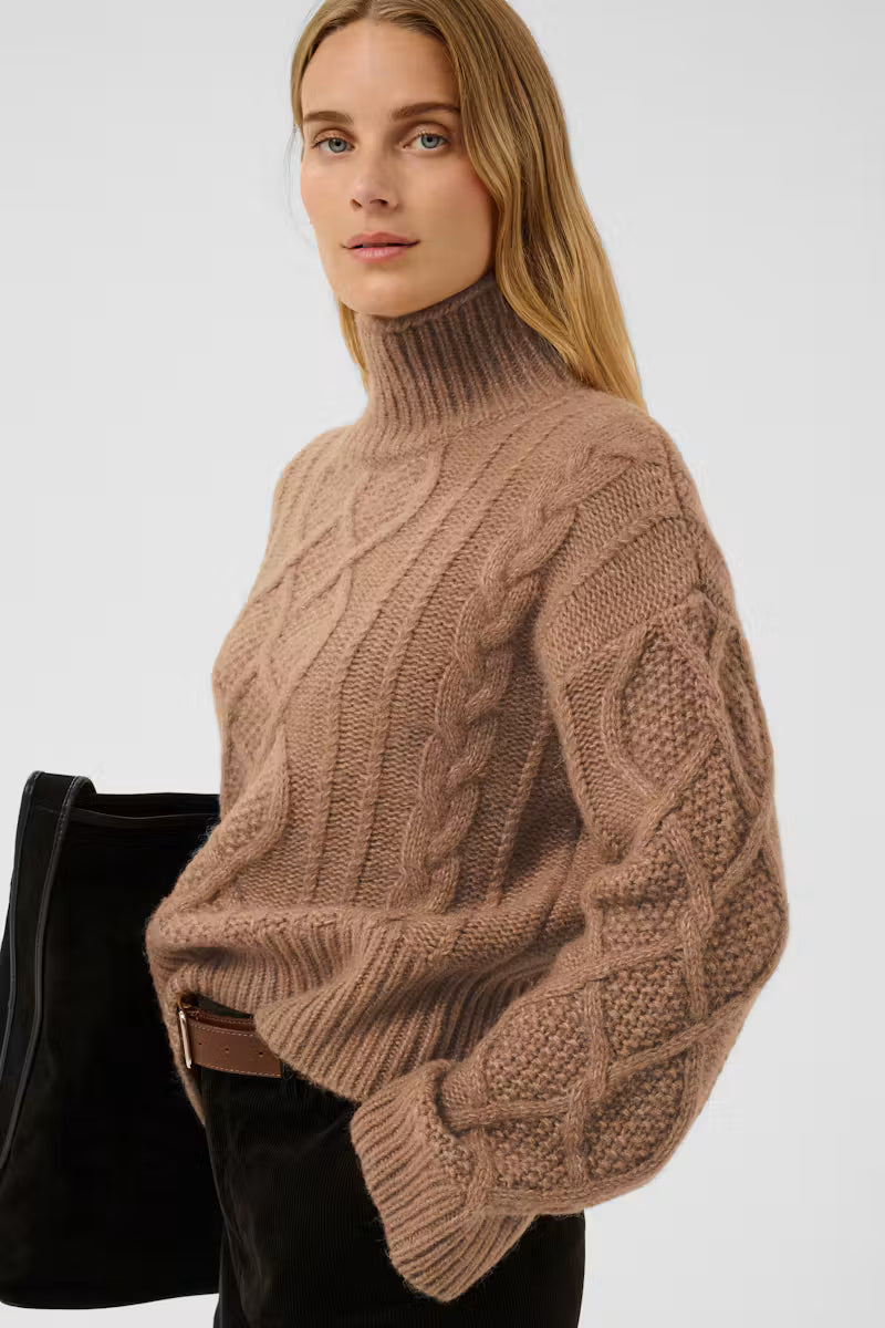 Part Two- Channa Wool Sweater in Medium Brown Melange
