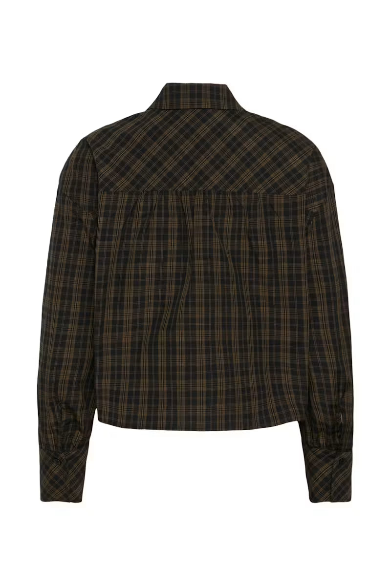 Kaffe- Helie Check Blouse in Black Brown Check