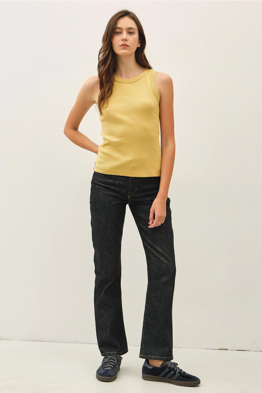 Be Cool - Basic Round Neck Tank Top in Mustard