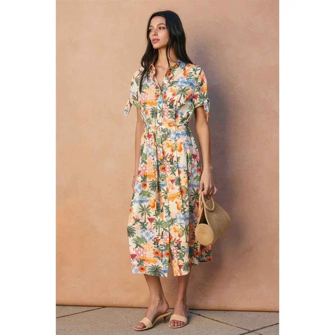 Dress Forum - Conversational Knot Sleeve Shirt Dress in Monaco