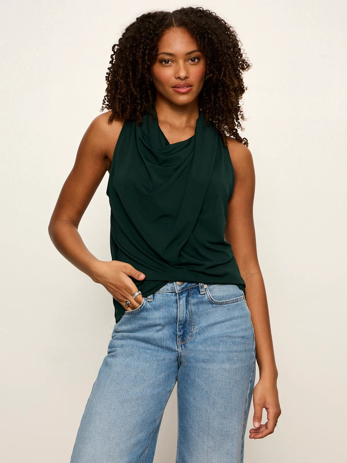 Sanctuary- Nora Draped Tank in Forest