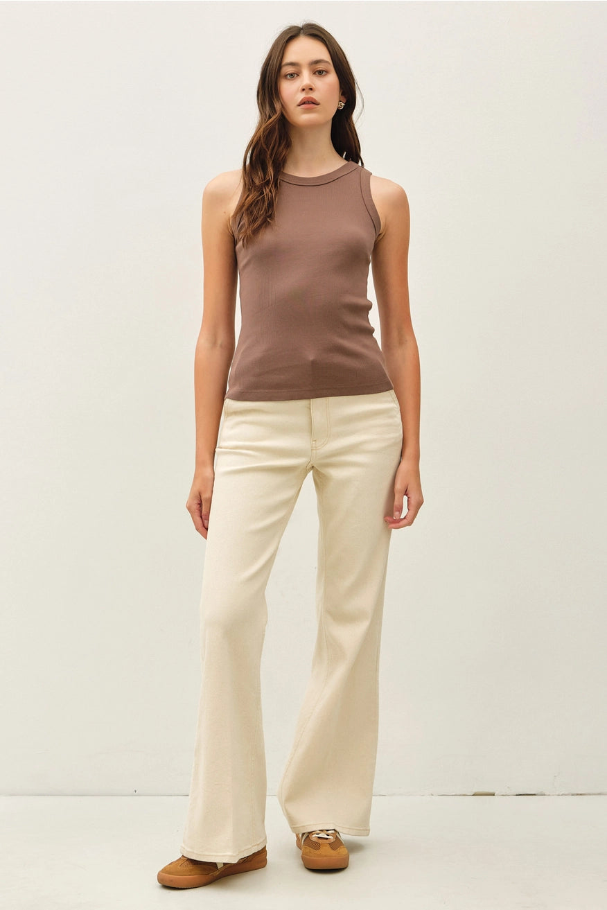 Be Cool - Basic Round Neck Tank Top in Cocoa