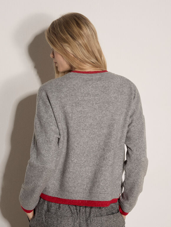 Apricot- Soft Layered Look Sweater in Grey