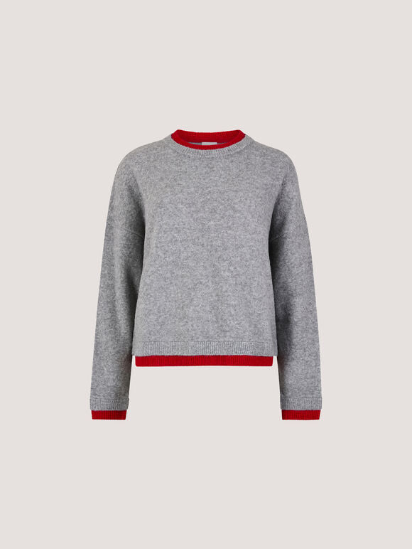 Apricot- Soft Layered Look Sweater in Grey