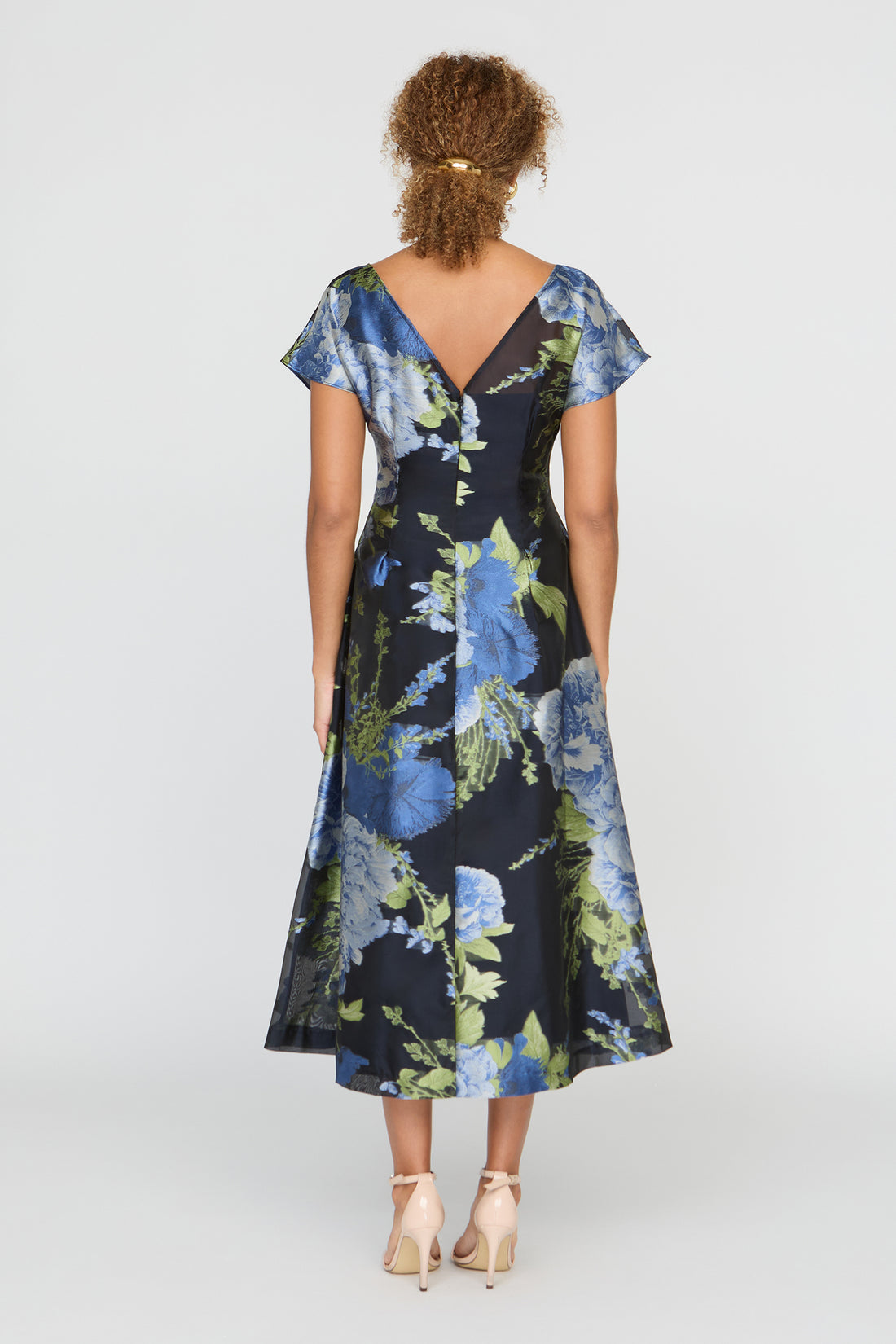 Kay Unger- Florene Tea Length Dress in Dark Twilight