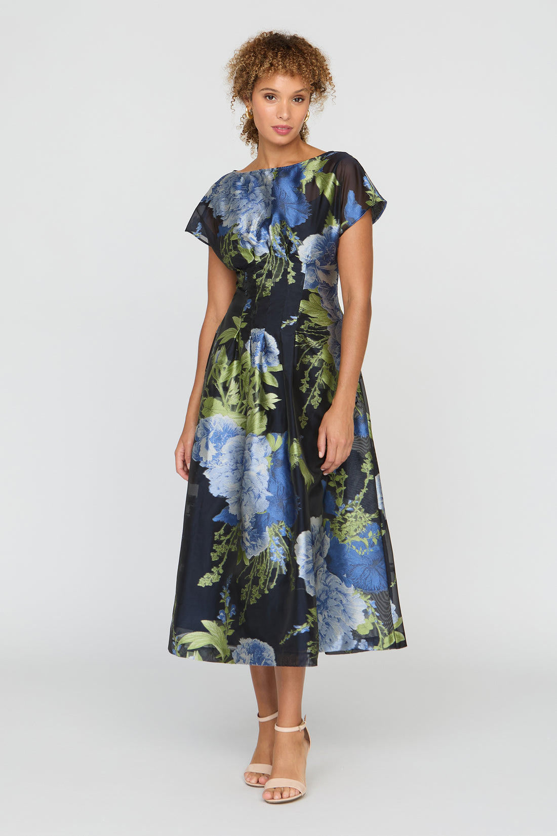 Kay Unger- Florene Tea Length Dress in Dark Twilight