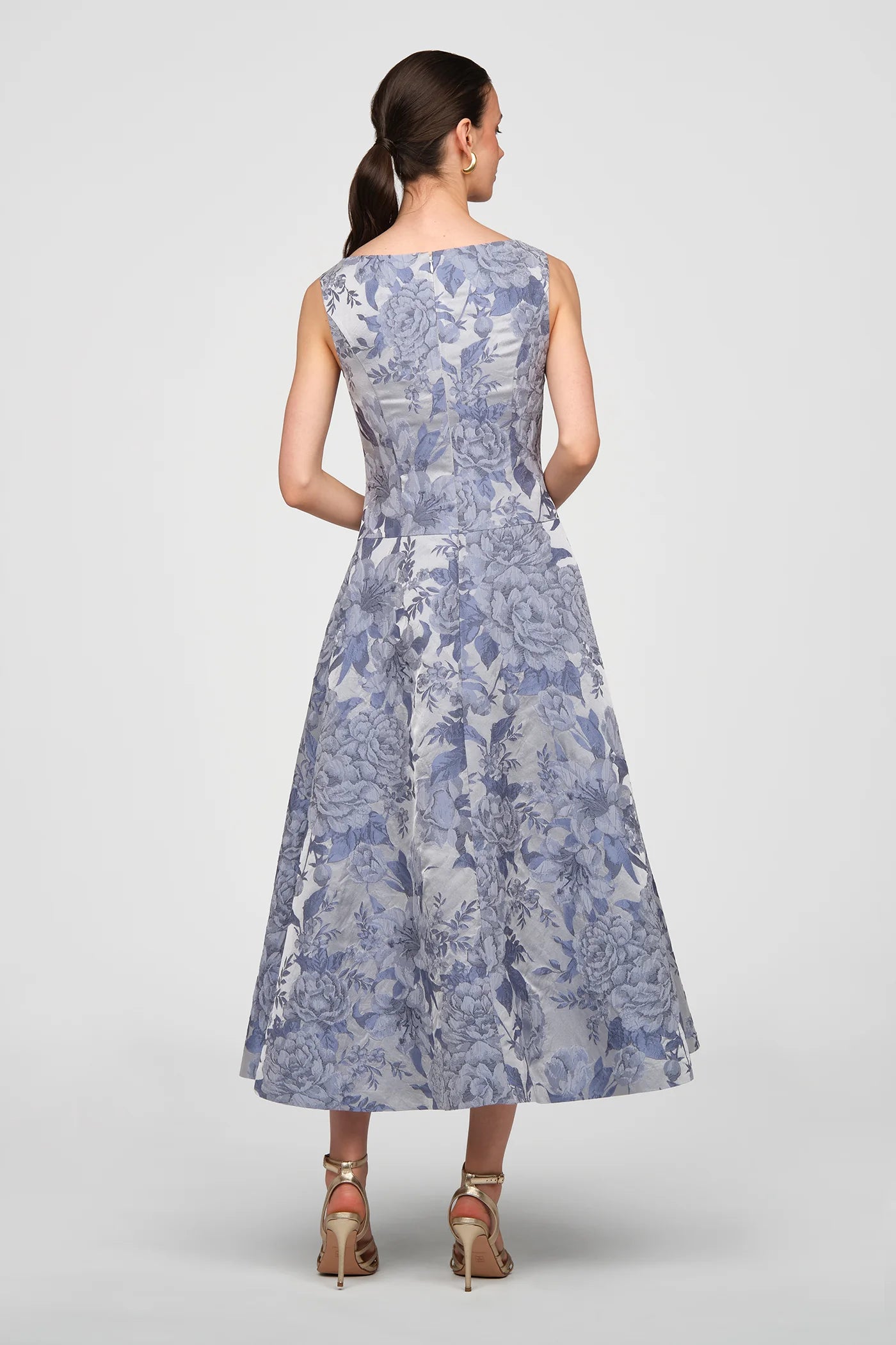 Kay Unger- Lysandra Tea Length Dress in Stone Wash