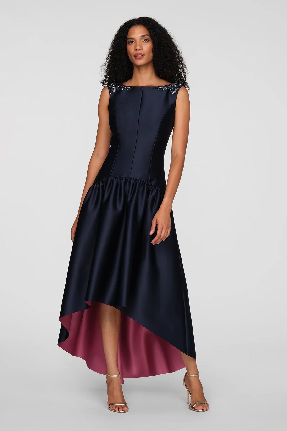 Kay Unger- Katrina Hi-Low Cocktail Dress in Midnight Multi