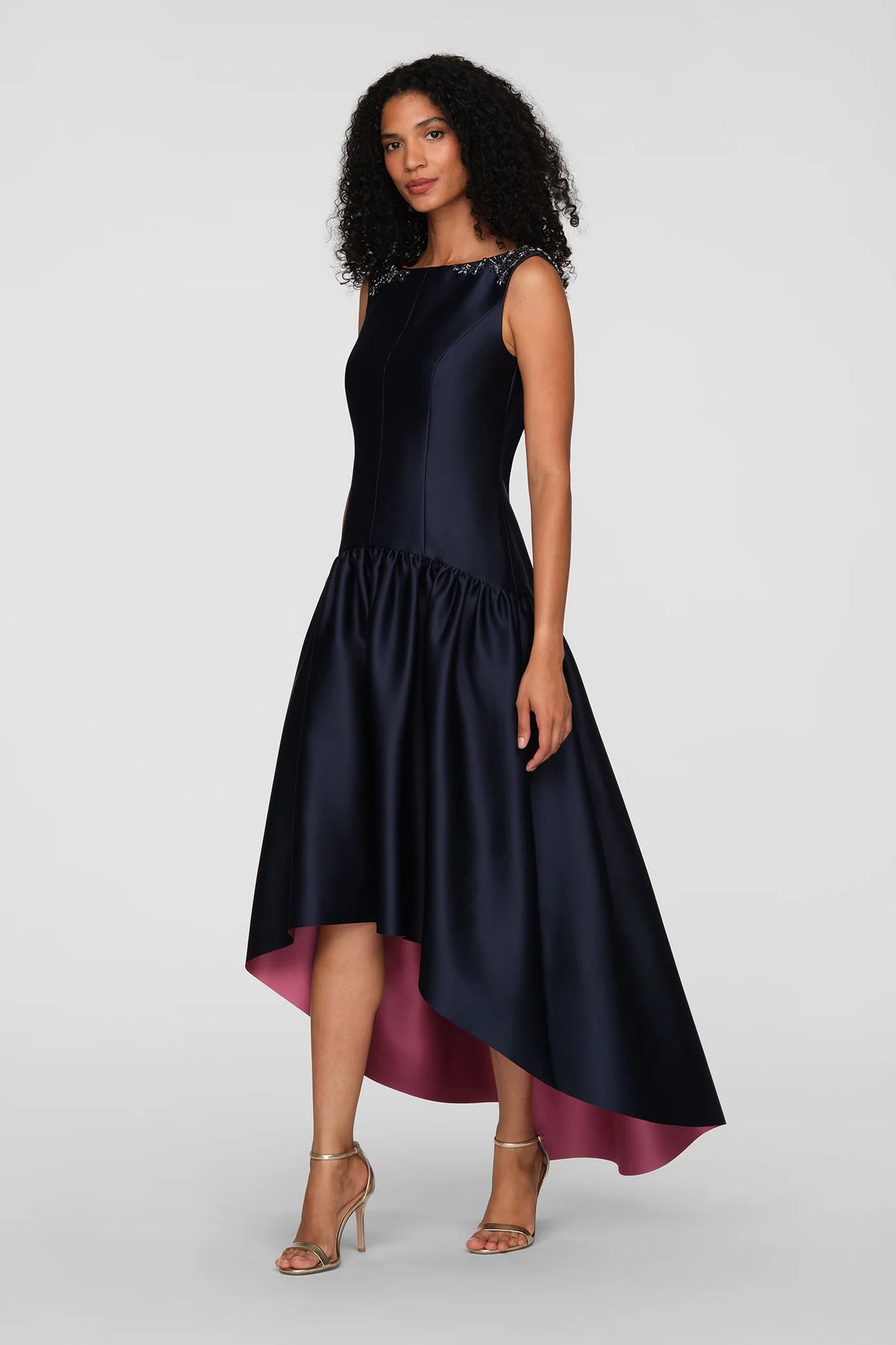 Kay Unger- Katrina Hi-Low Cocktail Dress in Midnight Multi