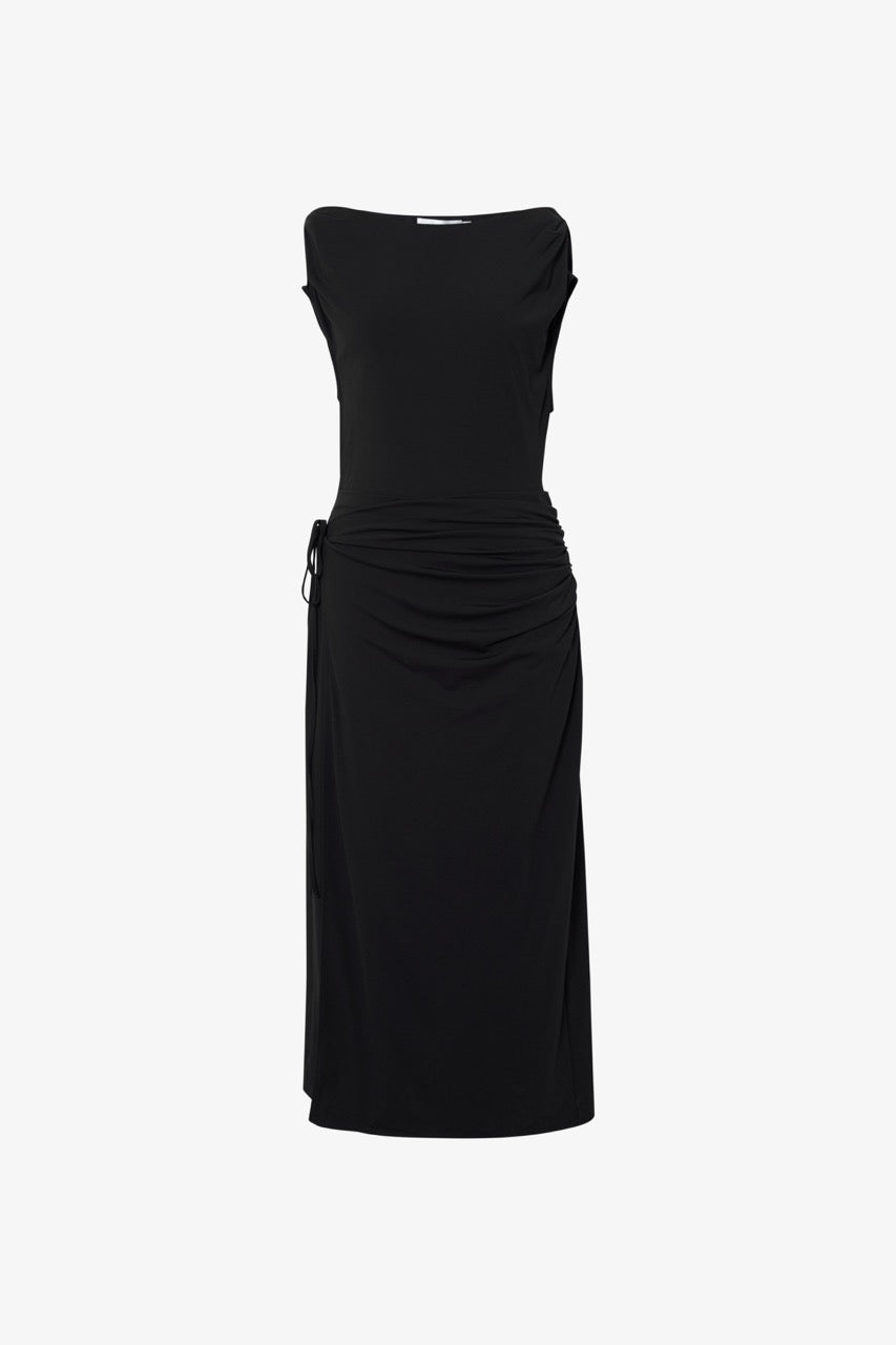 MEILLEUR MOMENT- Pleated Knit Dress in Black