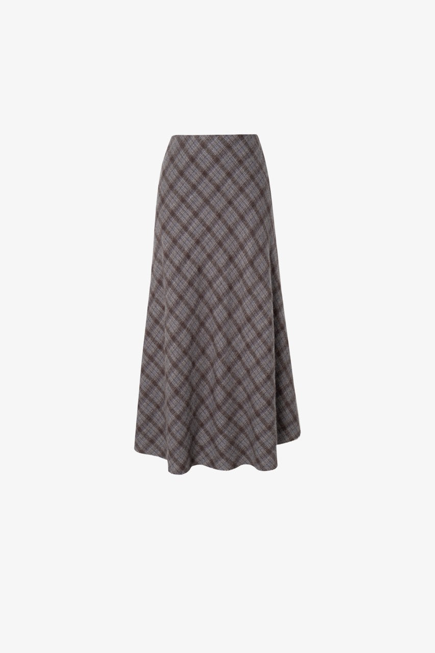 MEILLEUR MOMENT- Plaid Midi Skirt in Coffee