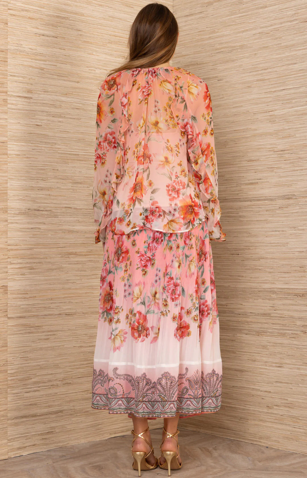 Hale Bob- Rin Silk Georgette Top in Coral