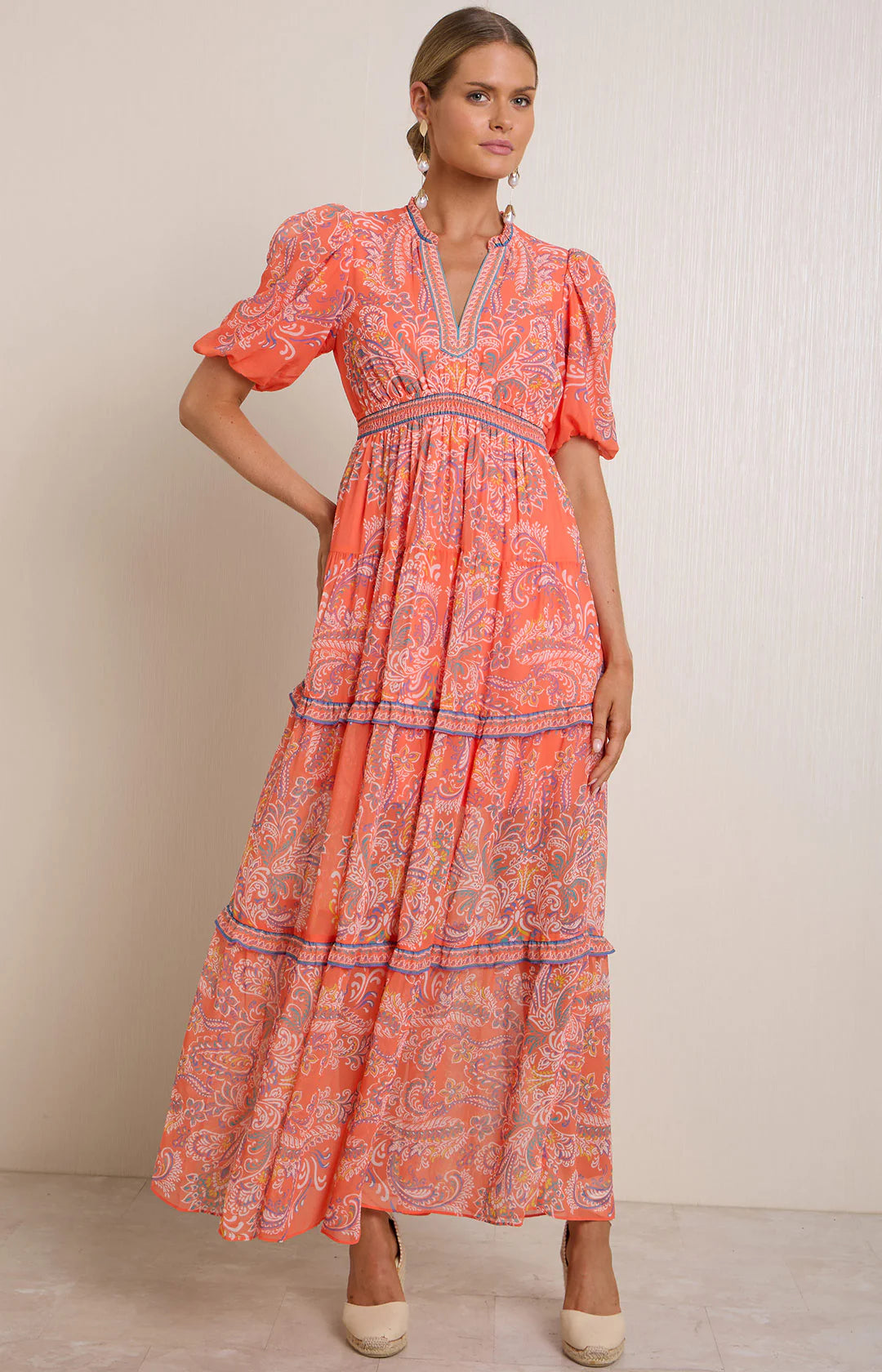 Hale Bob- Buttercup Chiffon Maxi Dress in Orange