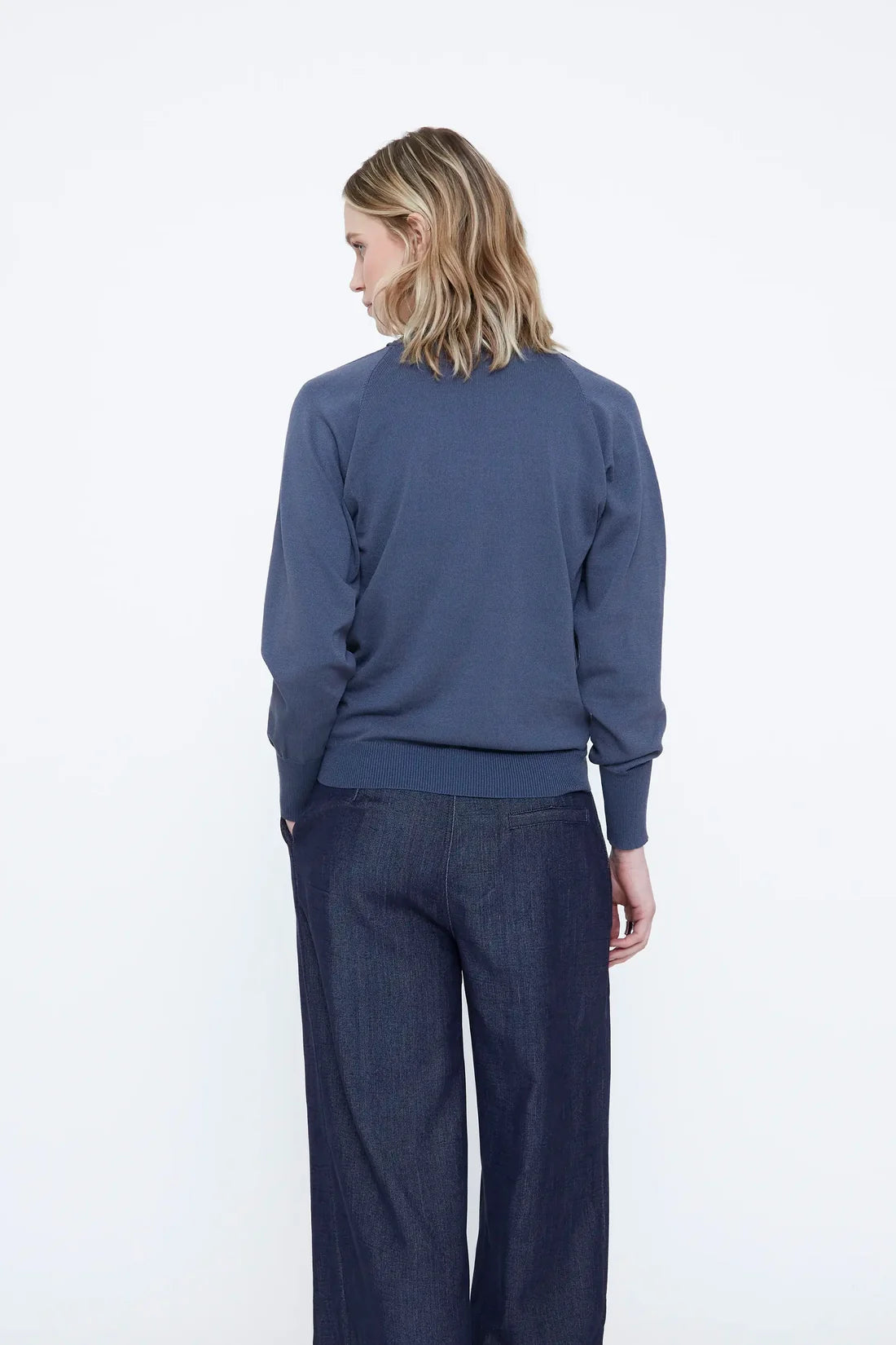 Wild Pony- Crossover Jersey Jumper in Blue