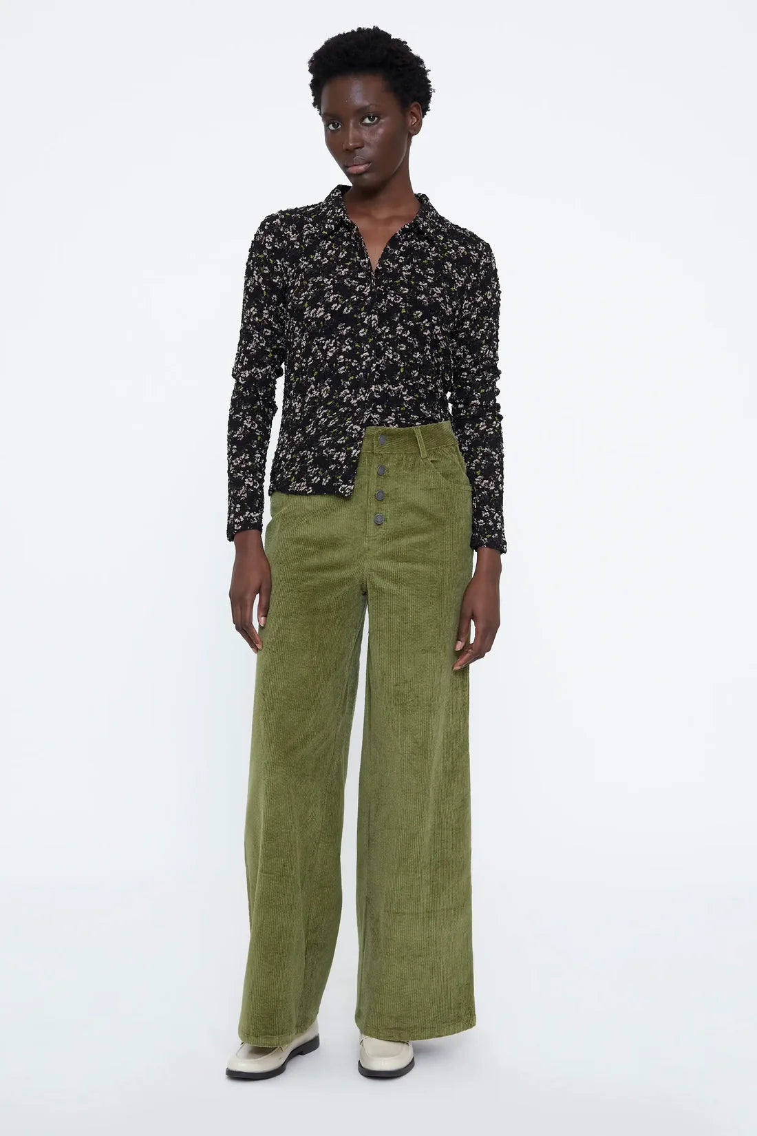 Wild Pony- Floral Print Blouse in Green Glow