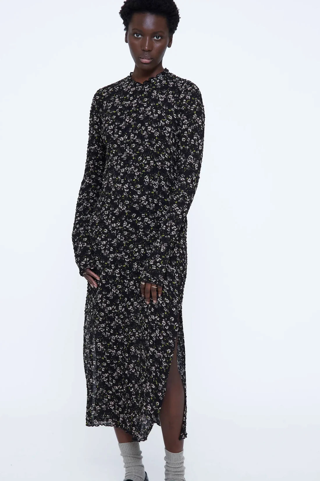 Wild Pony- Floral Print Midi Dress in Green Glow