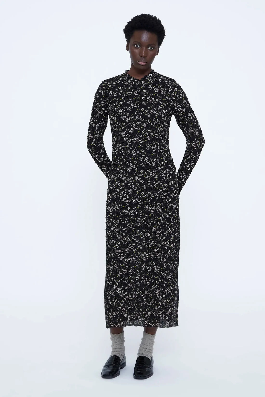 Wild Pony- Floral Print Midi Dress in Green Glow