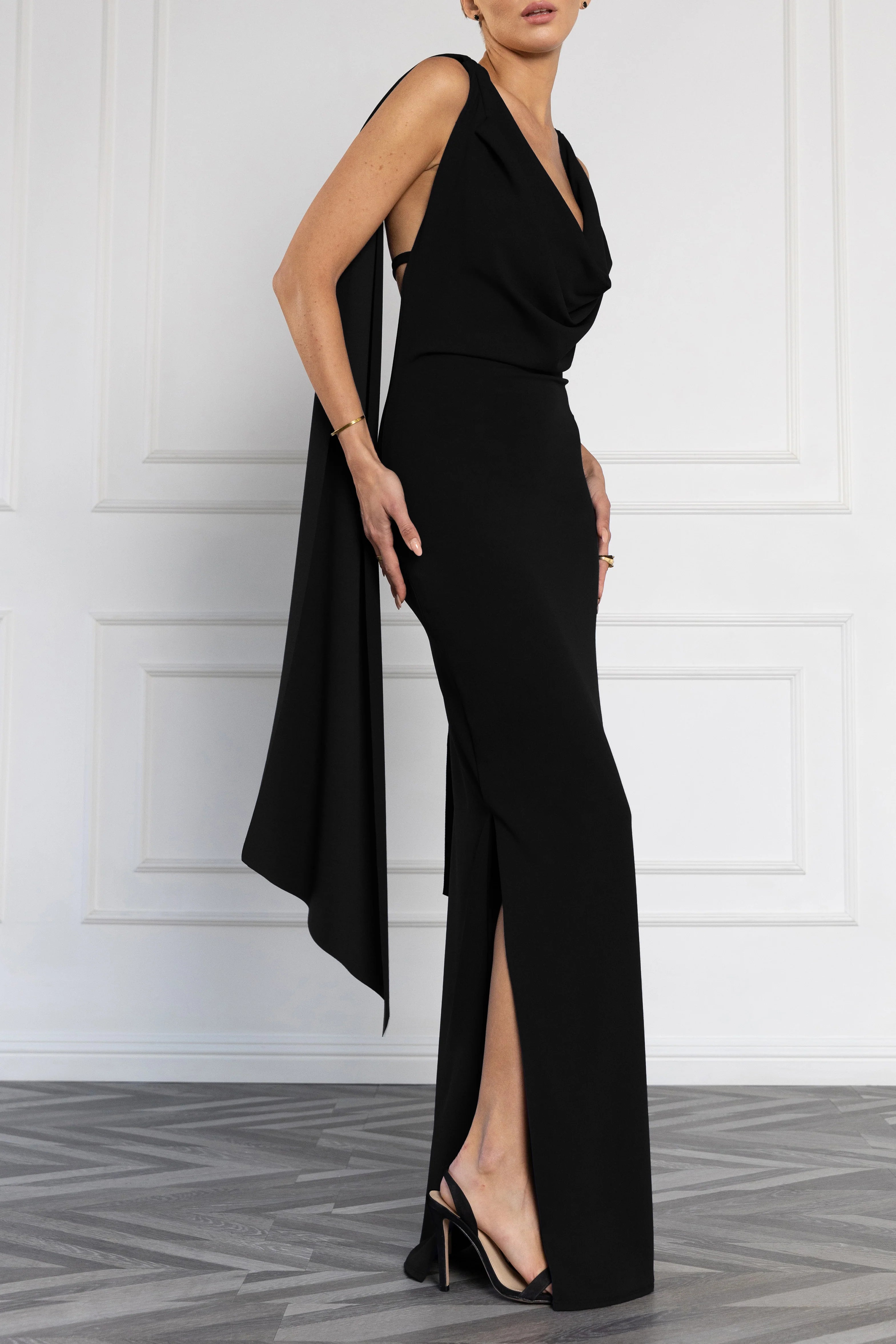 Black Halo- Brullo Maxi Dress in Black