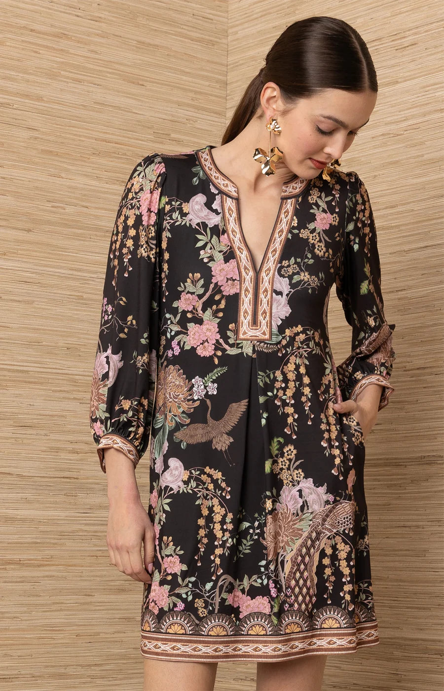 Hale Bob- Ayah Jersey Short Dress in Black