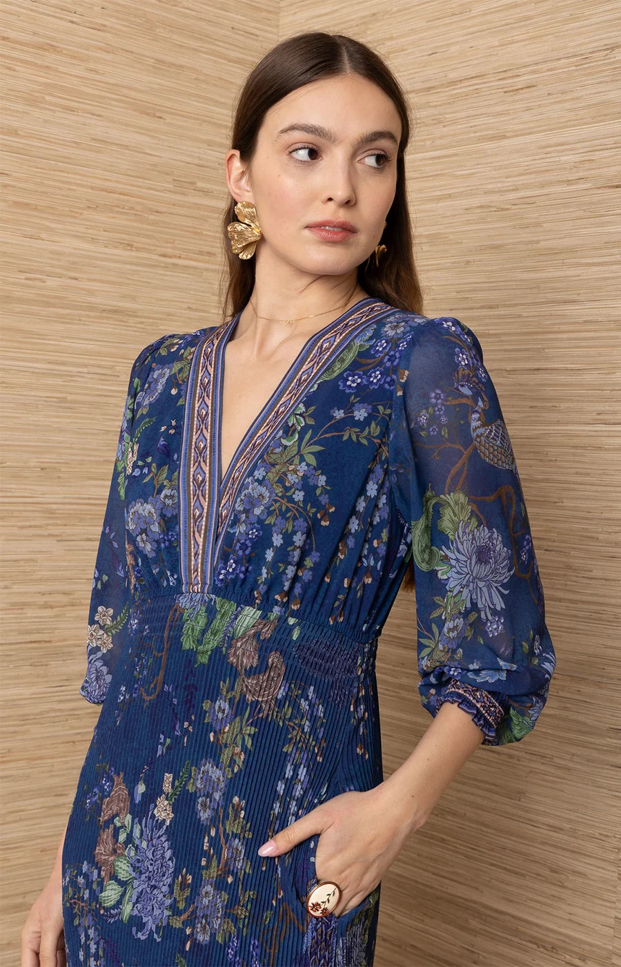Hale Bob- Adriel Chiffon Maxi Dress in Navy