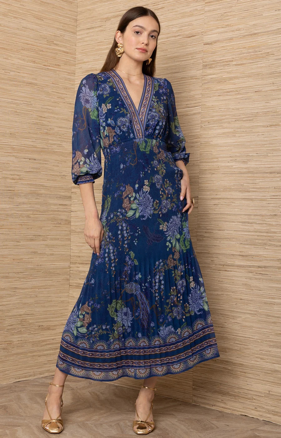 Hale Bob- Adriel Chiffon Maxi Dress in Navy