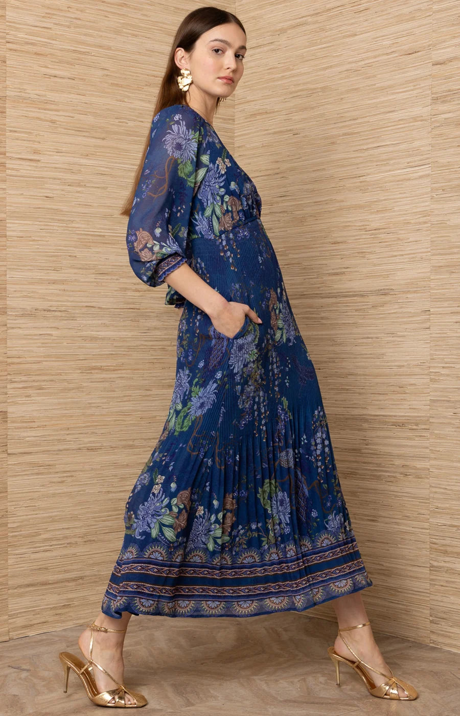 Hale Bob- Adriel Chiffon Maxi Dress in Navy