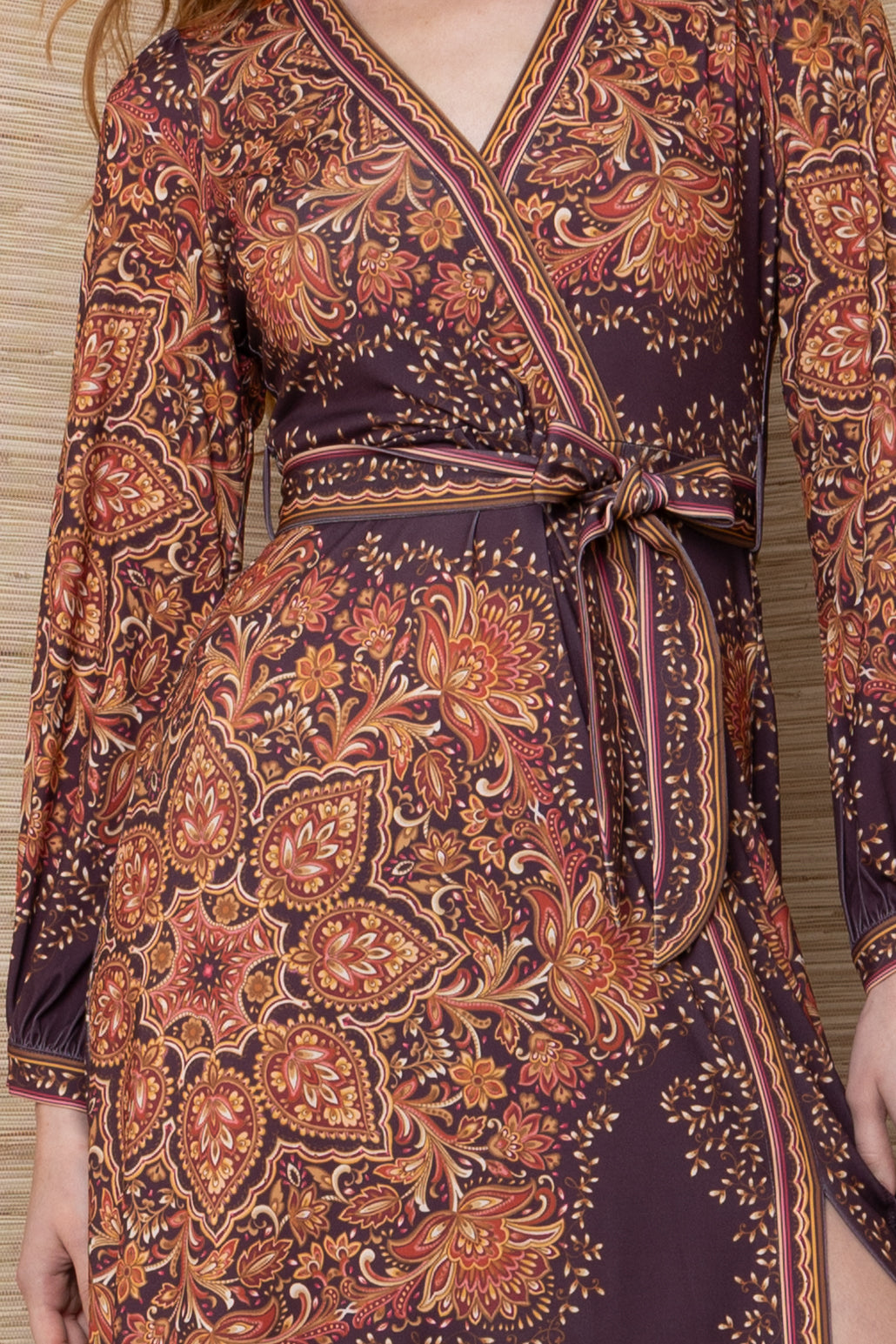 Hale Bob- Faux Wrap Dress in Plum