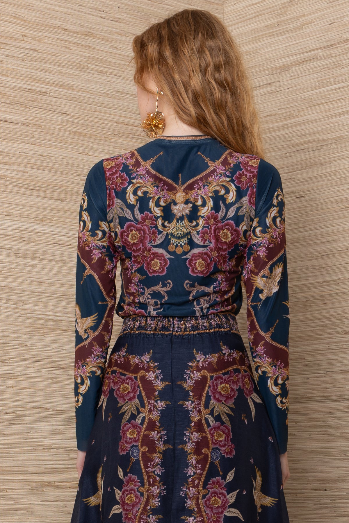 Hale Bob- Paisley Mesh Blouse in Navy