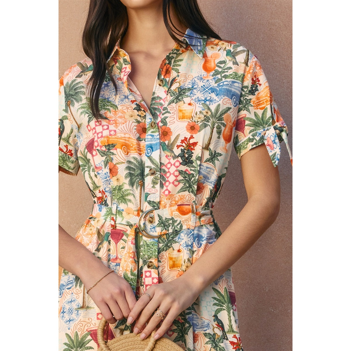 Dress Forum - Conversational Knot Sleeve Shirt Dress in Monaco