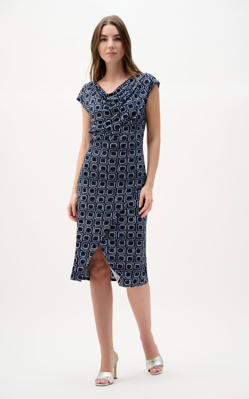 Joseph Ribkoff- Silky Knit Geometric Print Sheath Wrap
