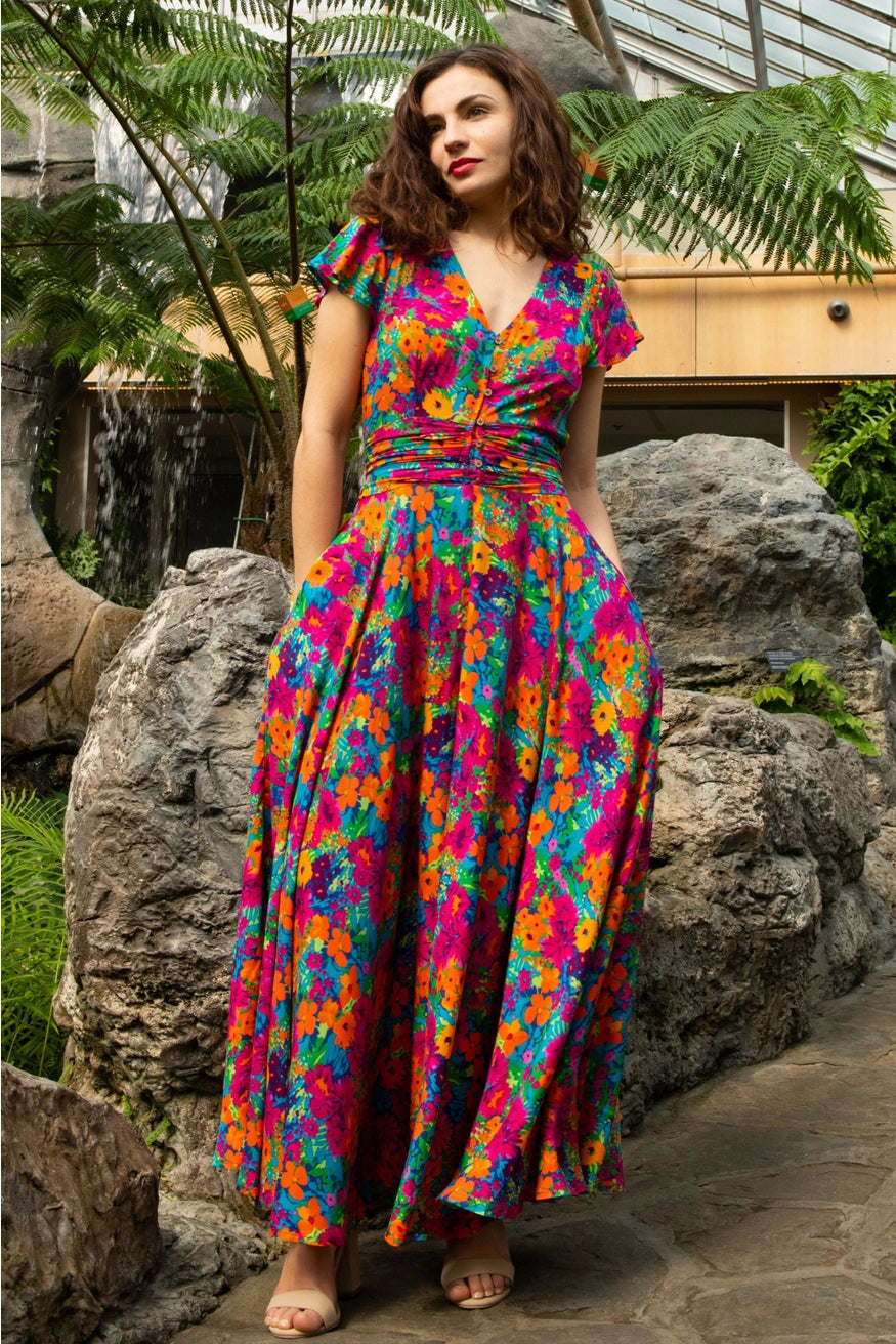 Annick- Arianna Floral Maxi Dress in Multi Rose