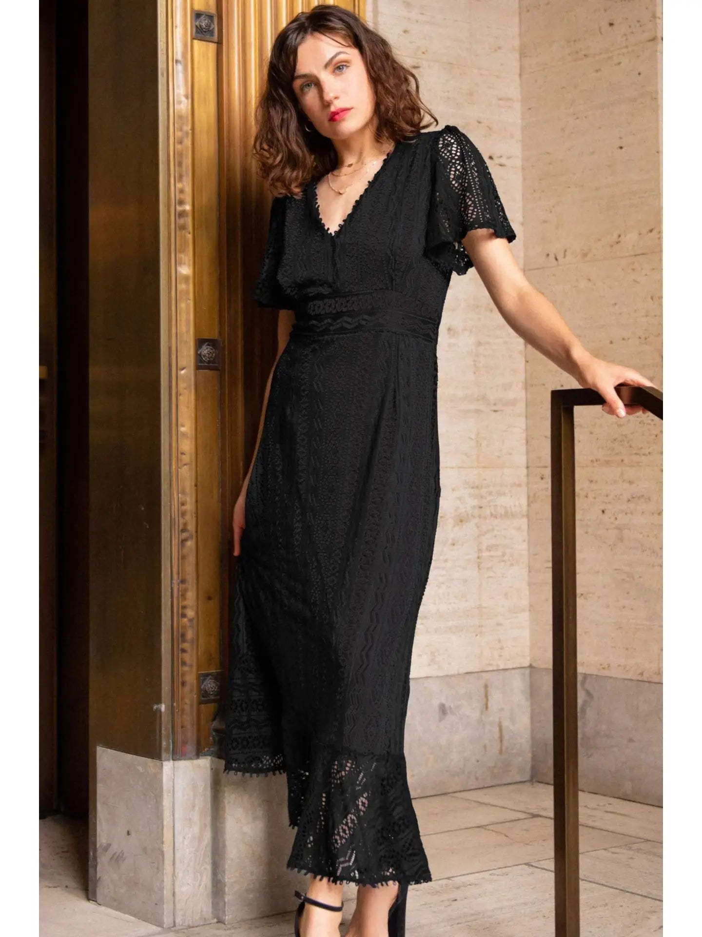 Annick- Bonnie Stretch Crochet Midi Dress