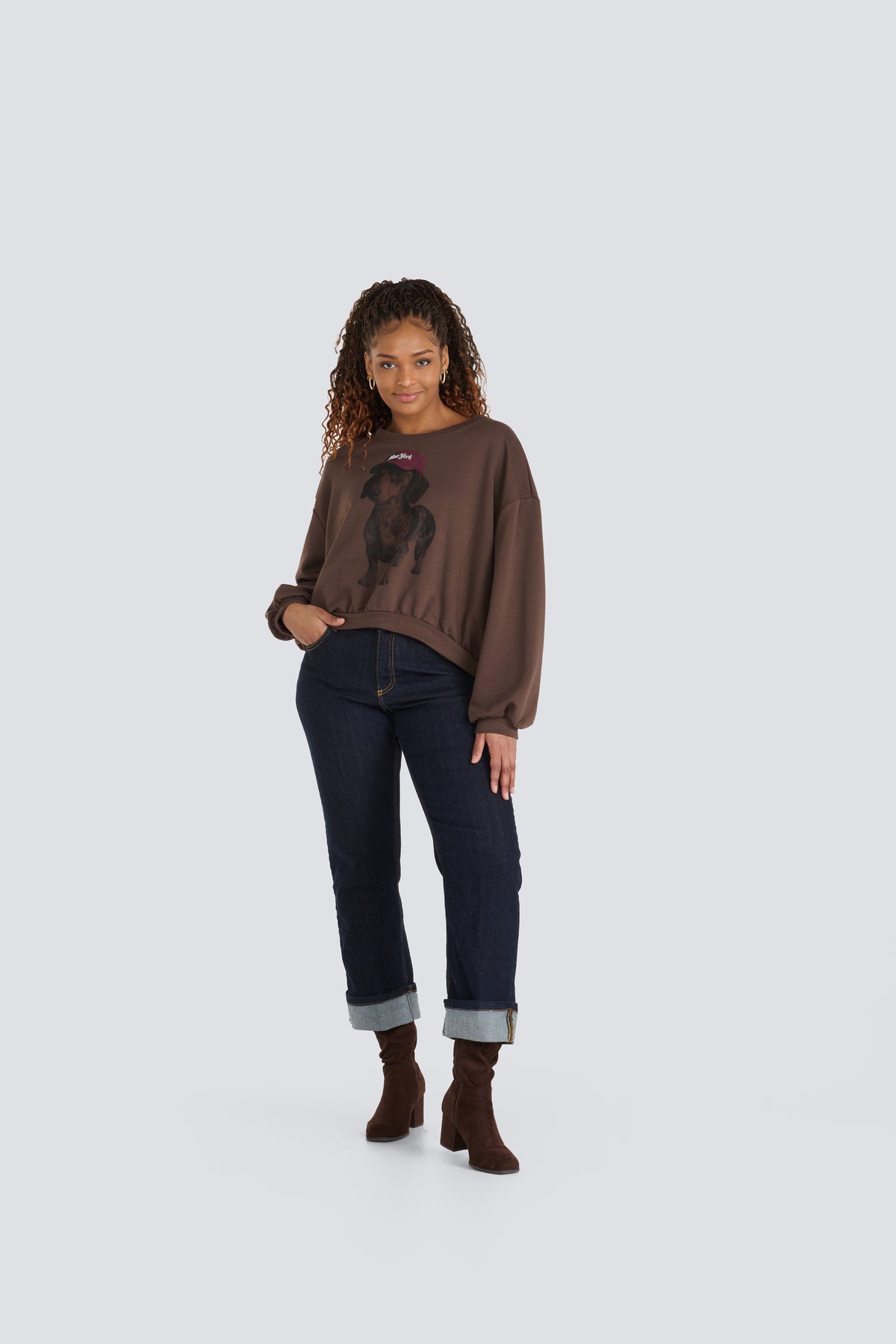 Jessica Laura- New York Dachshund Sweater in Brown