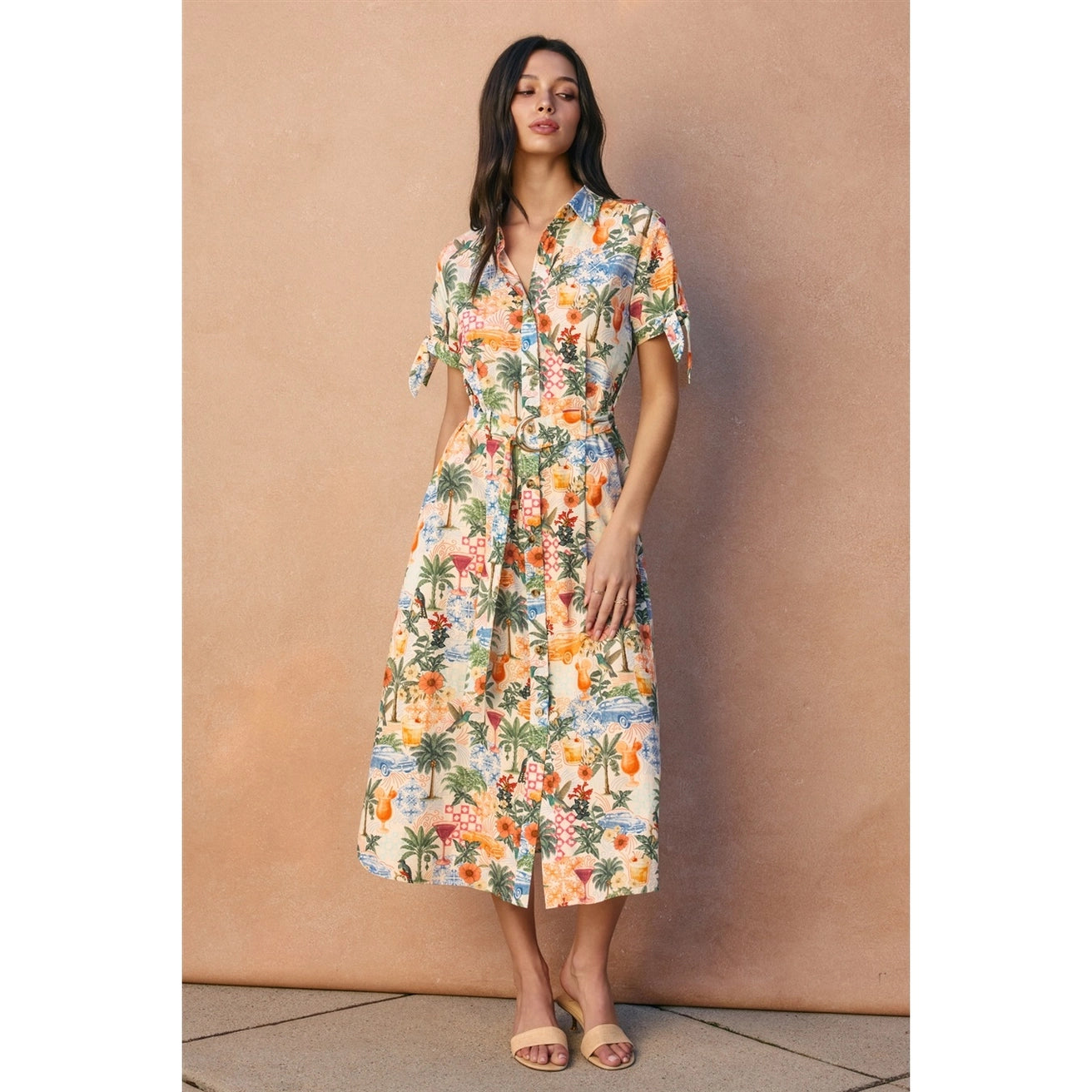 Dress Forum - Conversational Knot Sleeve Shirt Dress in Monaco