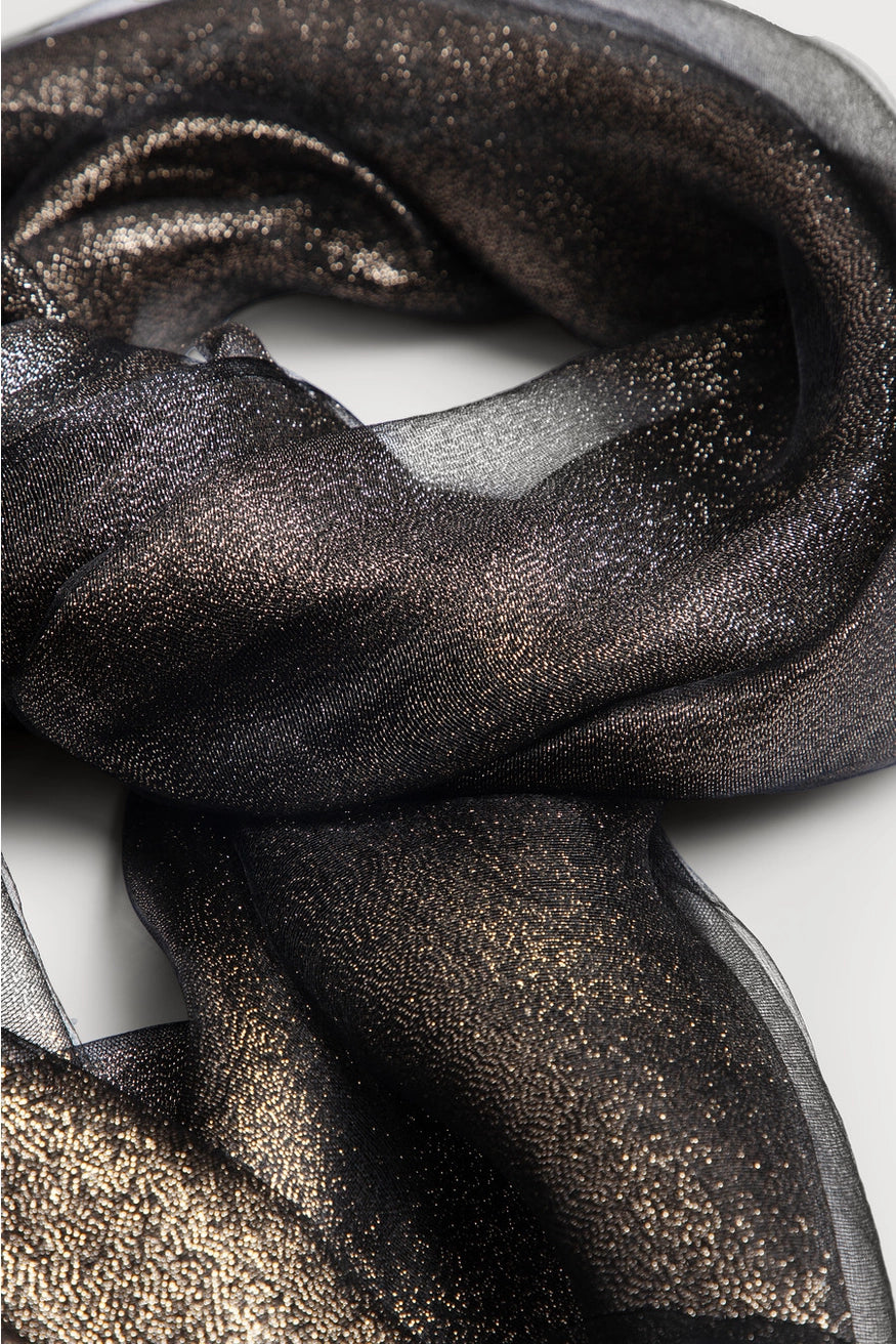 SAACHI- Silk Glimmer Scarf in Black