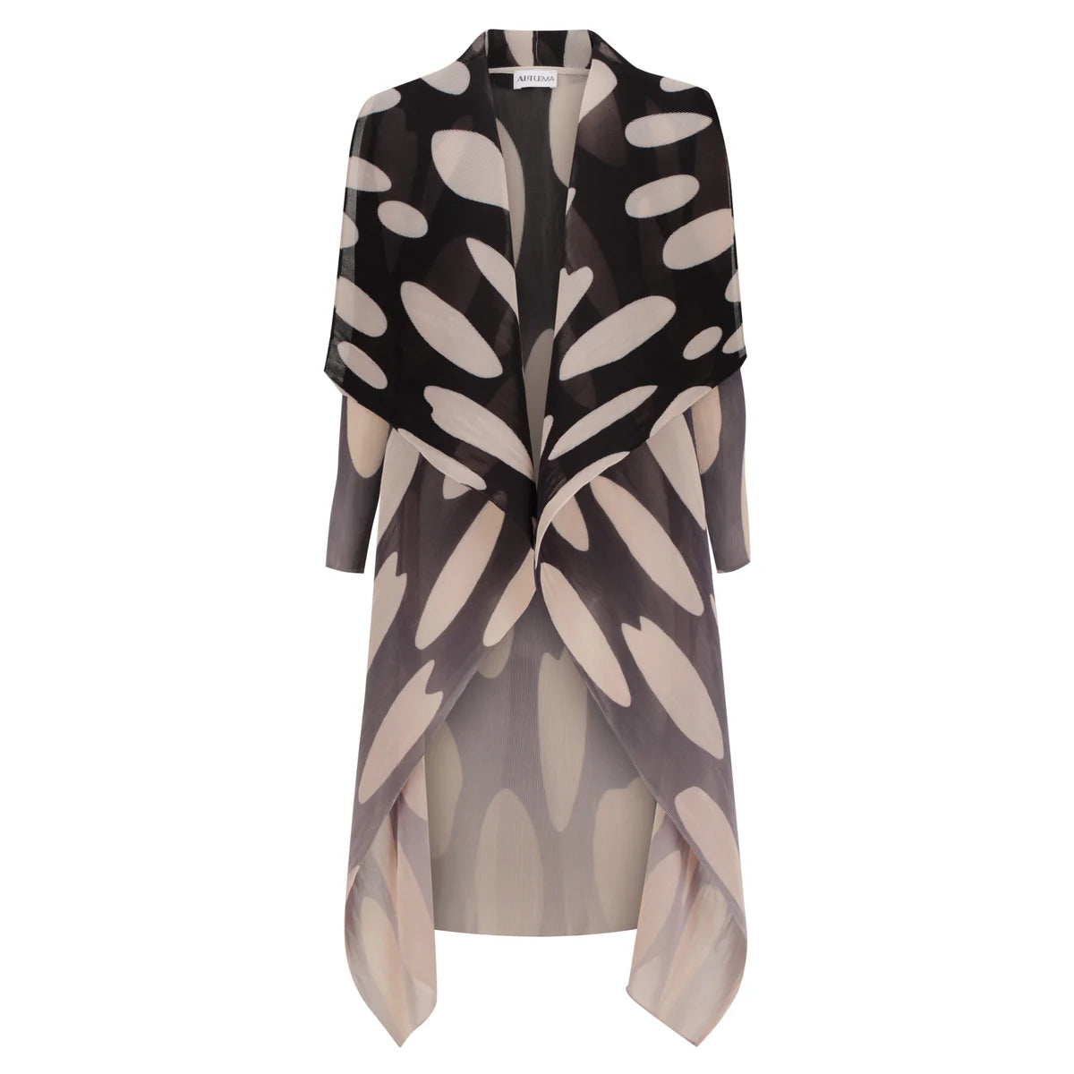 Alquema- Collare Printed Overpiece in Beige to Black Elliptical Spot