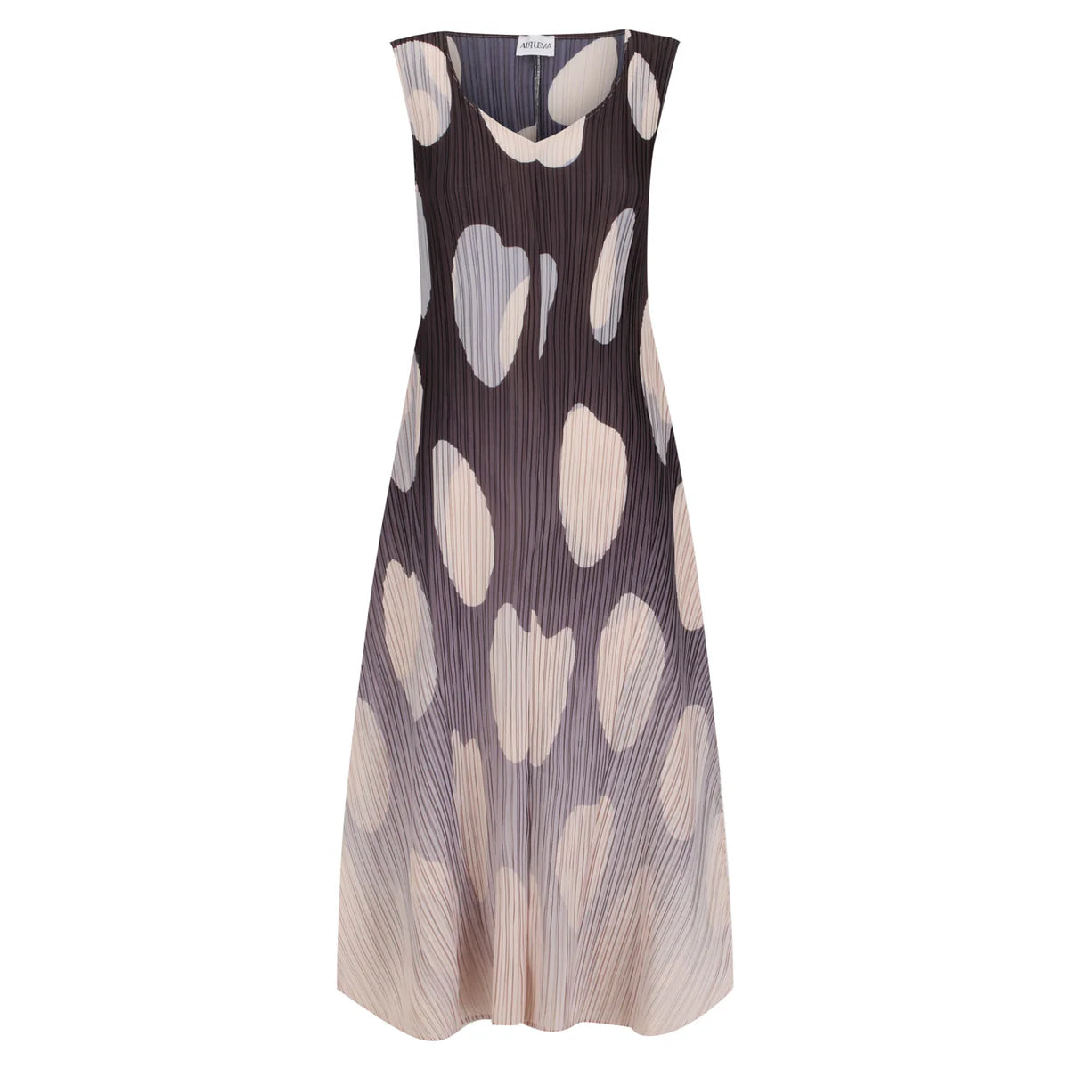 Alquema- Long Estrella Dress in Beige to Black Elliptical Spot
