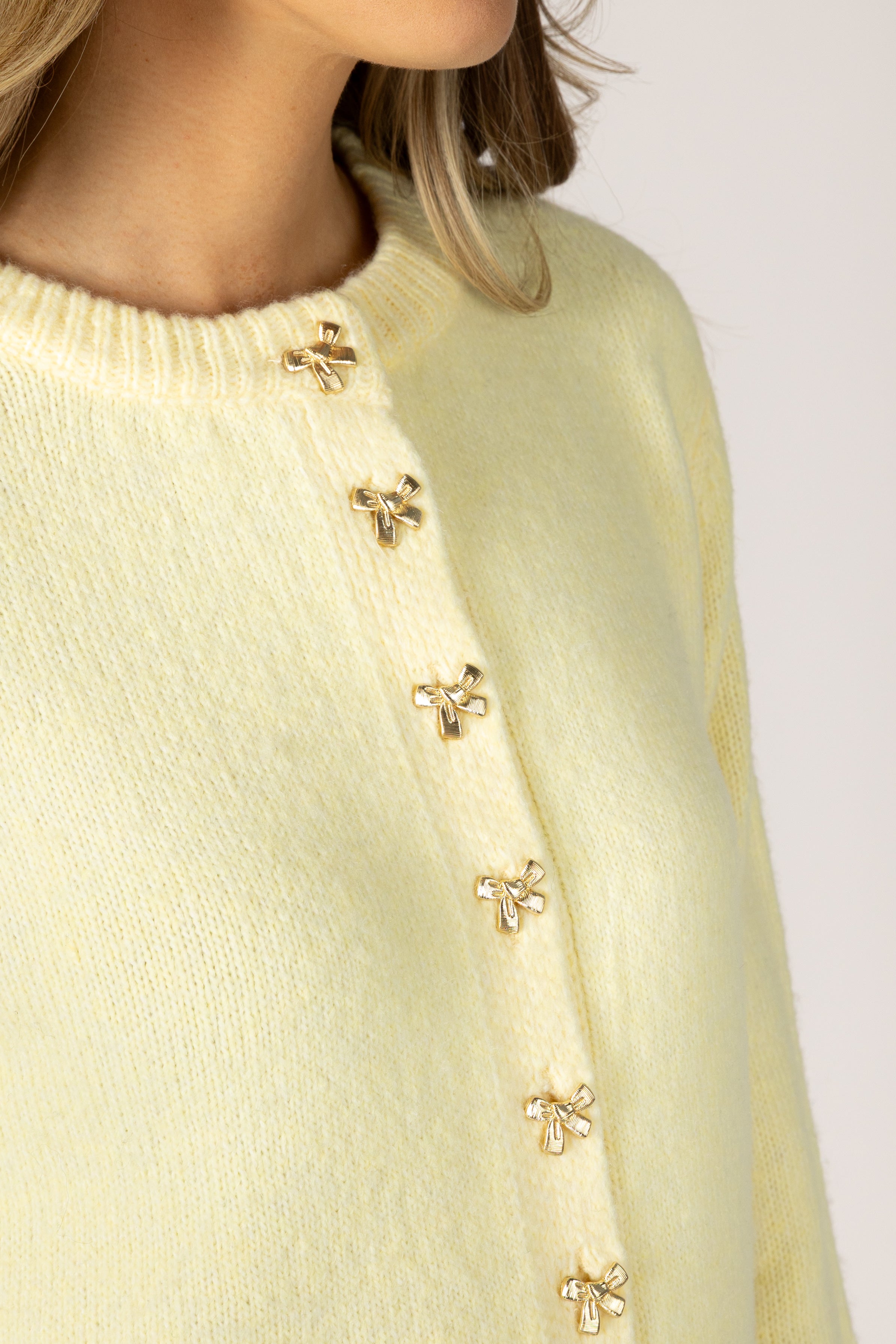 Lyla + Luxe- Aisha Bow Cardi in Lemonade