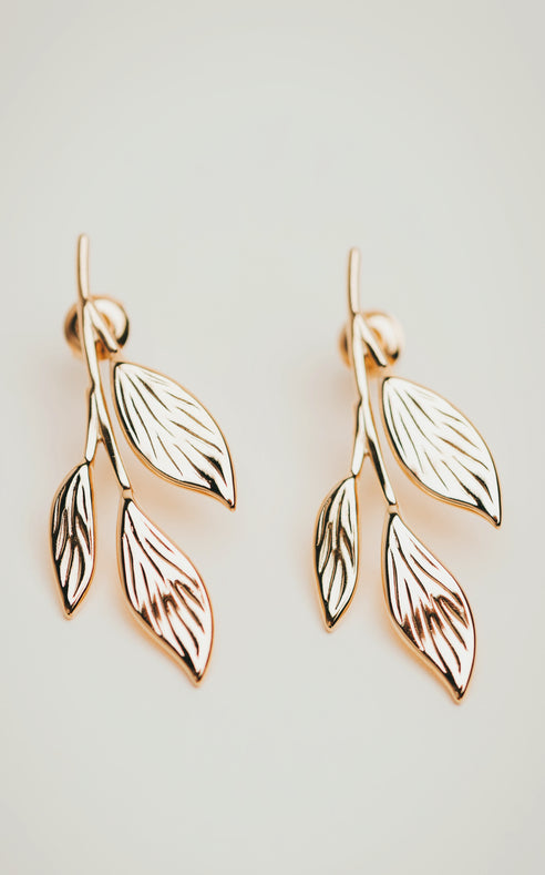 Mashni - Art Deco Leaf Earrings