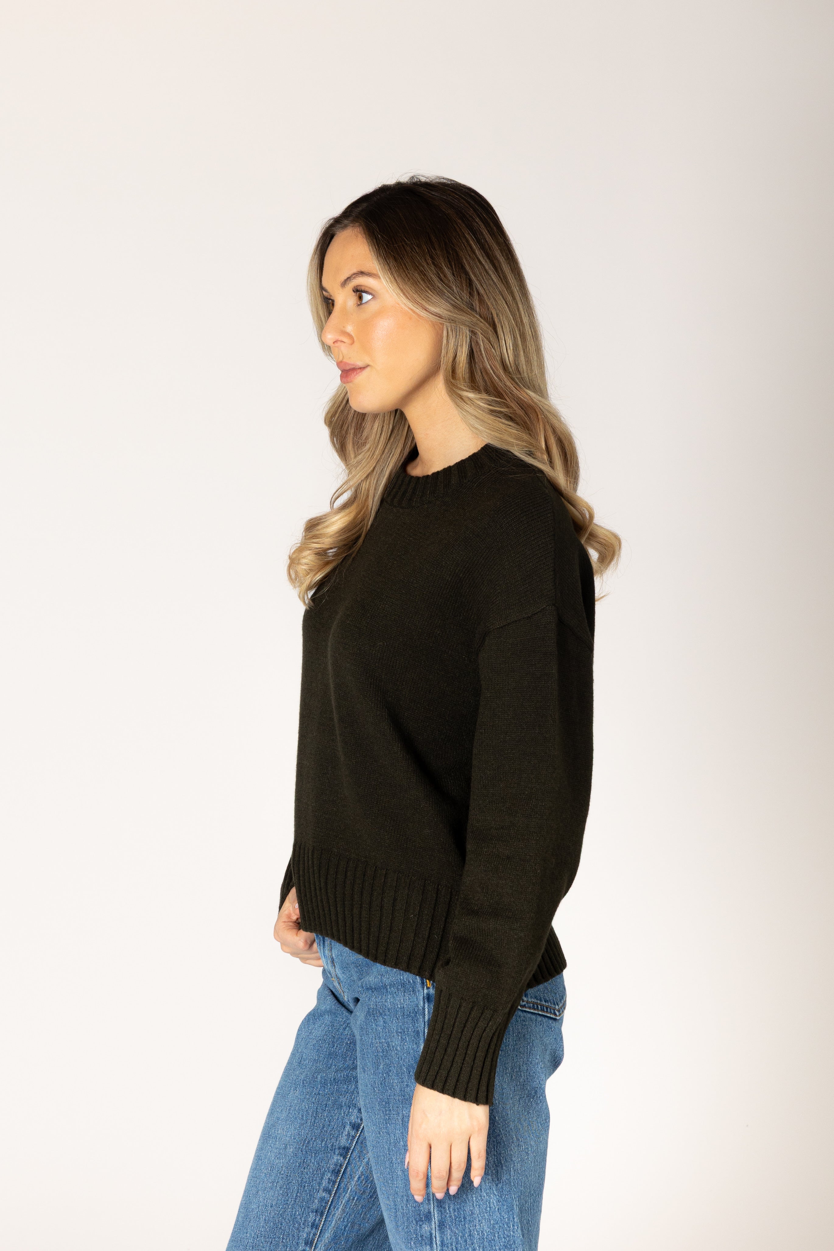 Lyla + Luxe- Becca Essential Crew Sweater in Olive