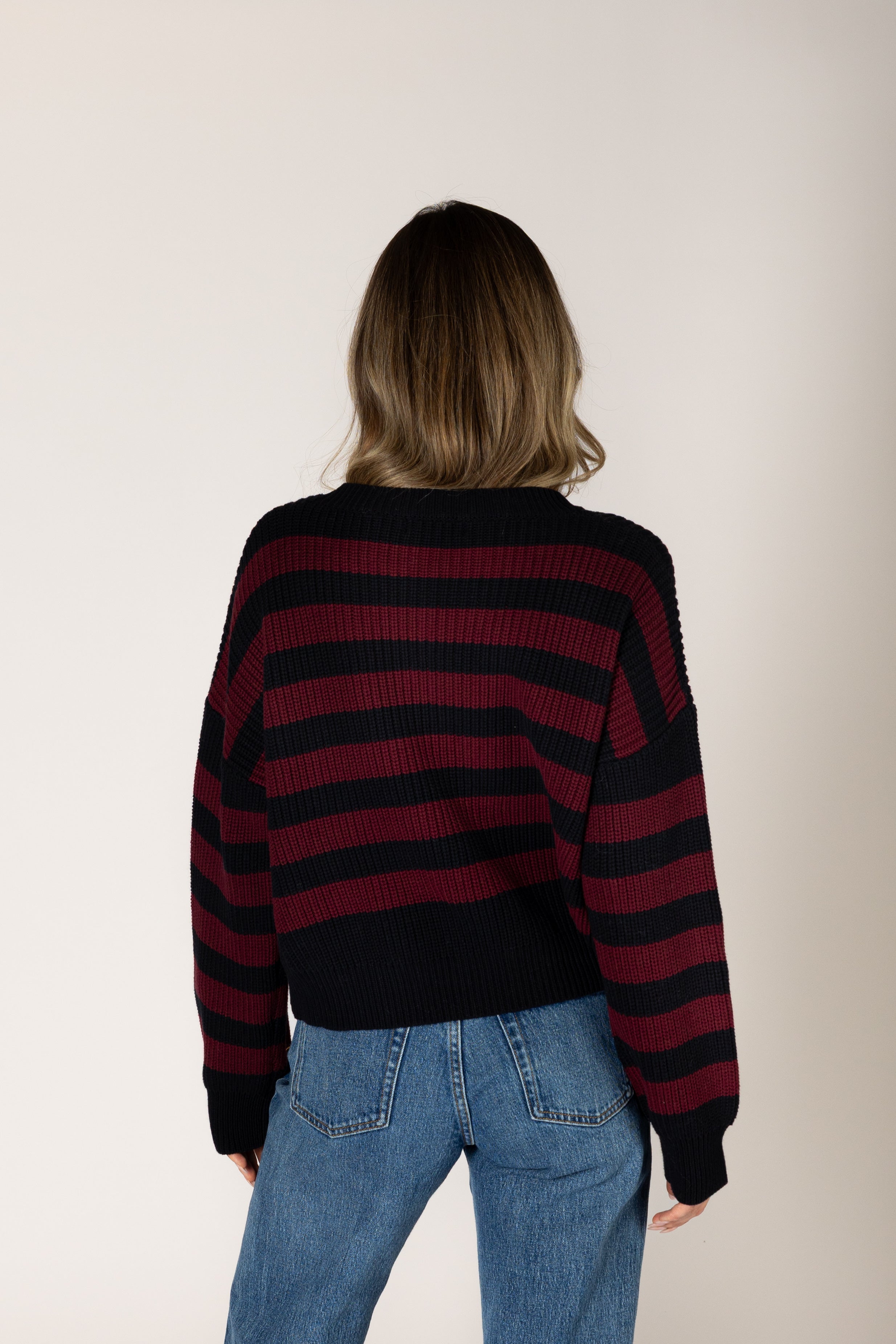 Lyla + Luxe- Bobby Stripe Sweater in Pomegranate