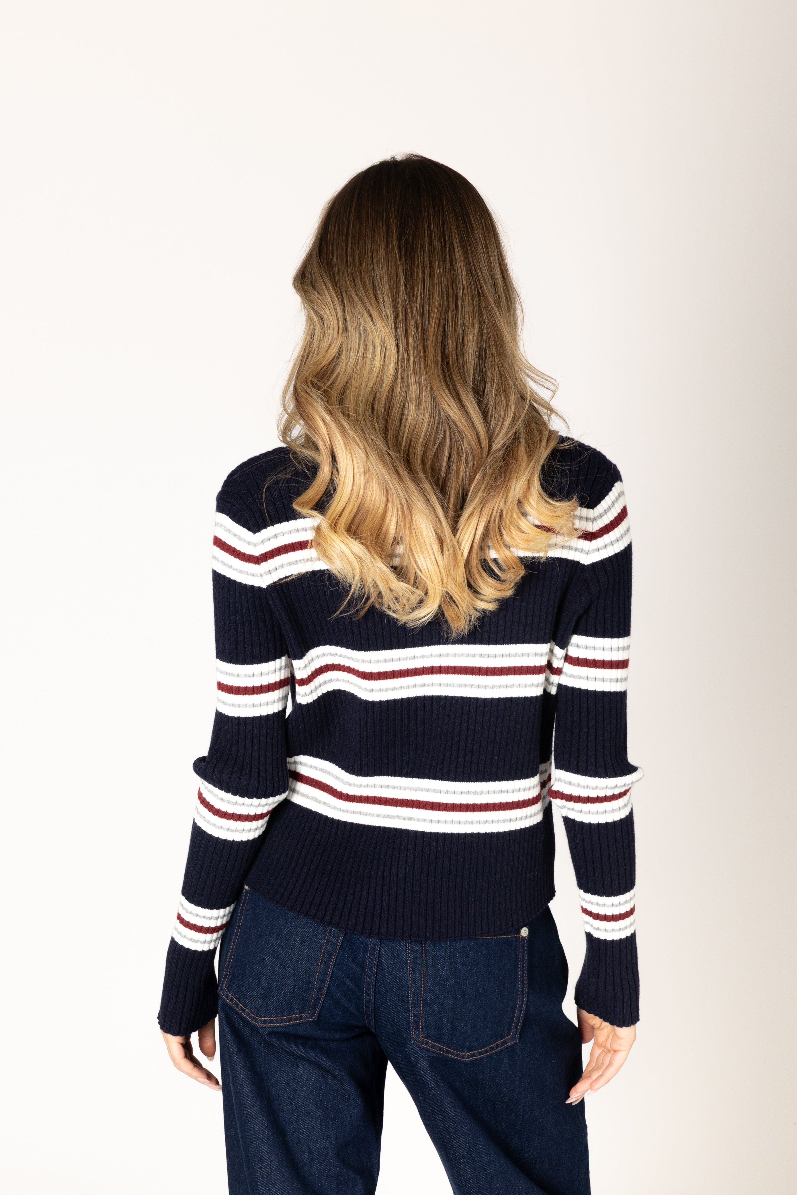 Lyla + Luxe- Bree Essential Cardi in Navy Stripe