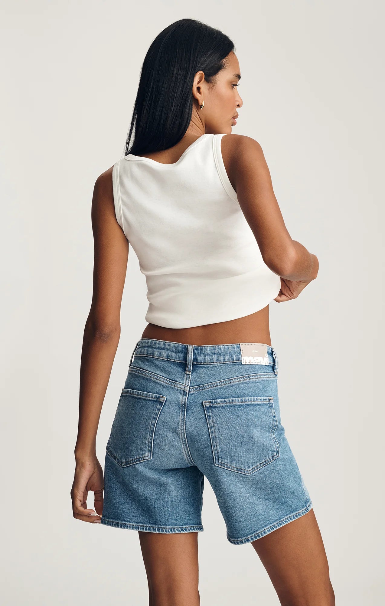 Mavi- Heidi High Rise Long Shorts in Light Brushed Classic Blue
