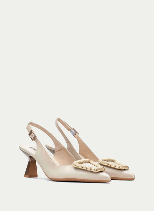 Hispanitas- Nova Raffia Ornament Slingback in Soho Latte