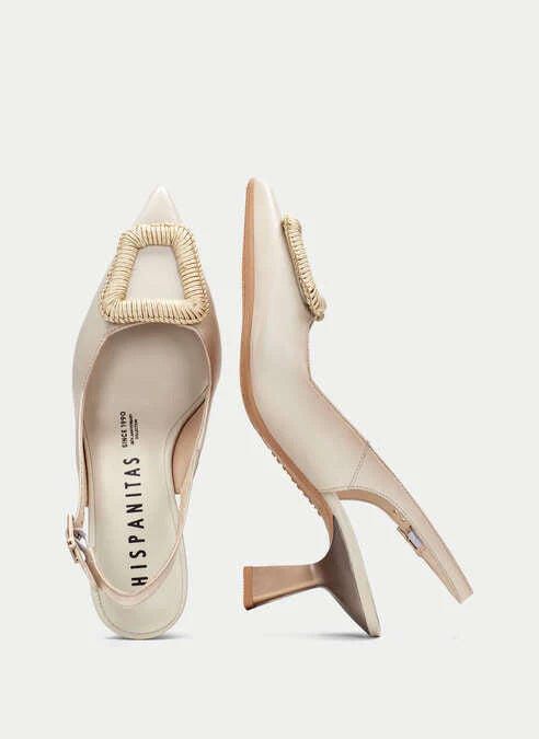 Hispanitas- Nova Raffia Ornament Slingback in Soho Latte