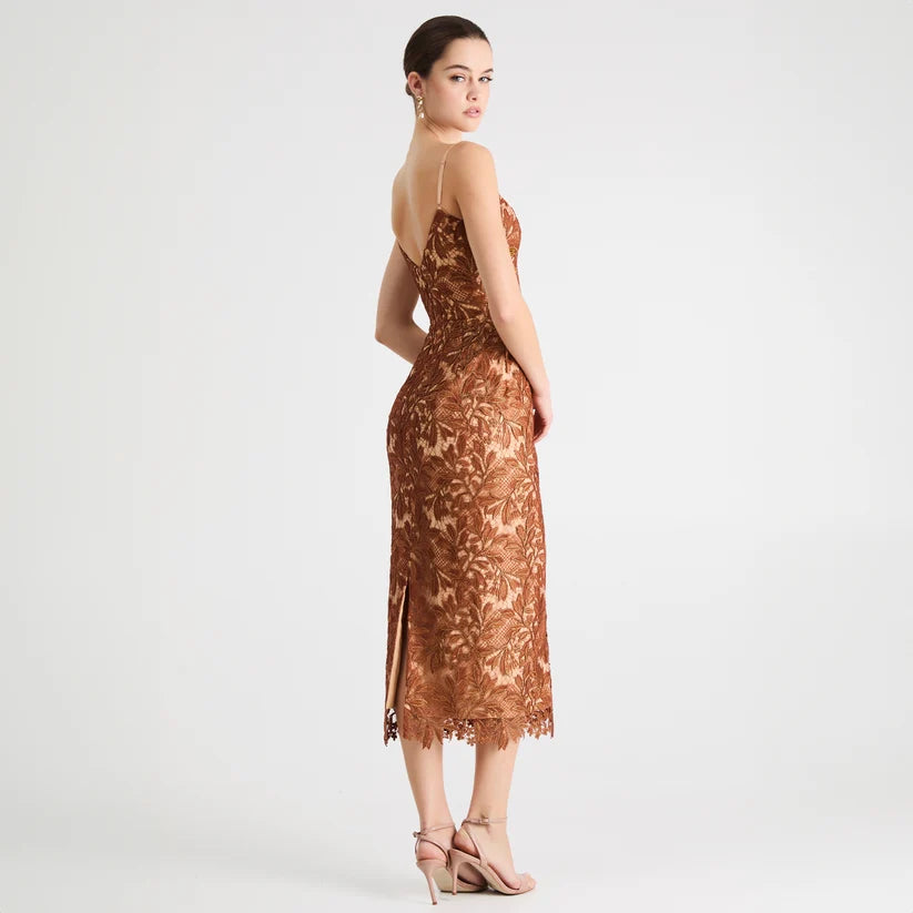 HELSI- Charlotte Floral Lace Gown in Copper